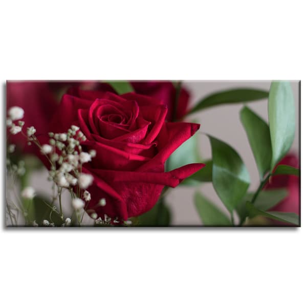 Lærredstryk Botaniske Røde Roser 80x40 cm