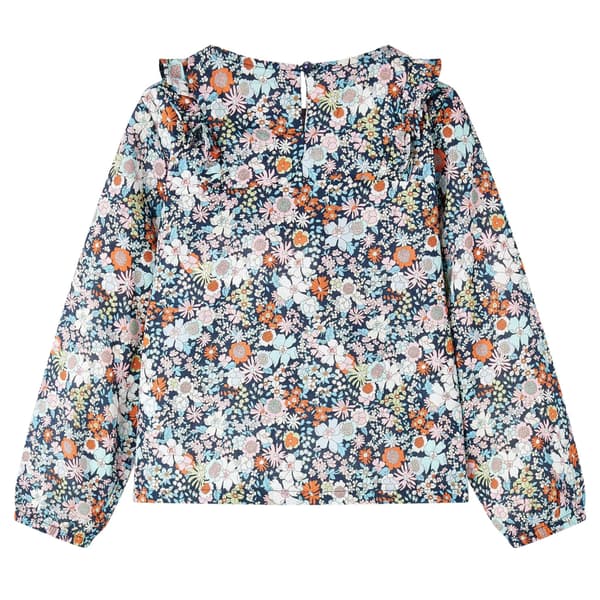 Børnebluse med lange ærmer, mørkeblå, 116
