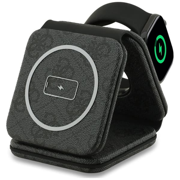 Guess 4G 15W MagSafe 3-i-1 trådløs oplader, sort