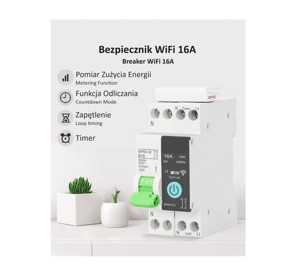 Zigbee 16A Sikring Tuya Energimåling
