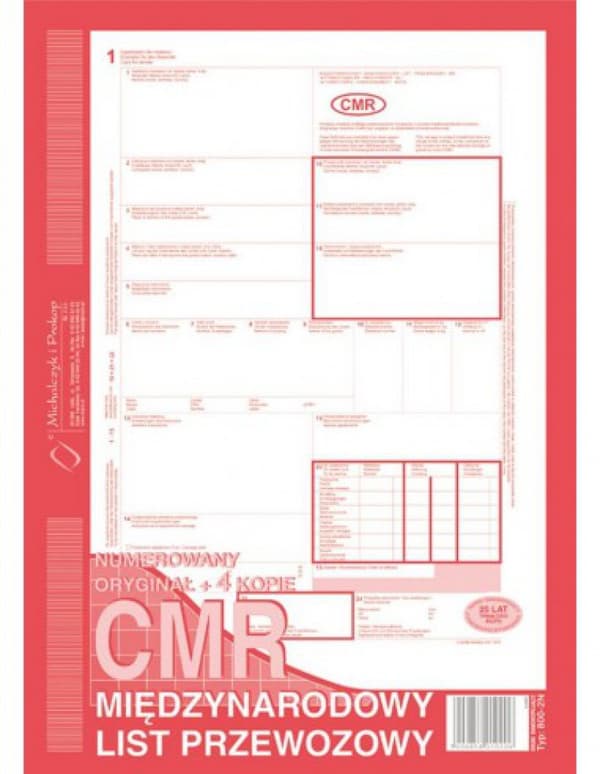 CMR A4 (ORIGINAL + 4 KOPIER) - NUMMERERET 800-2 NUMMER