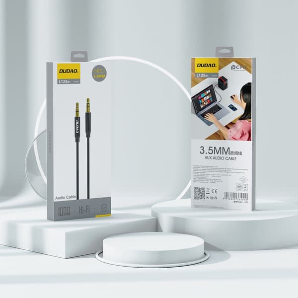 Stereo AUX mini jack kabel 3,5 mm 1 m - sort