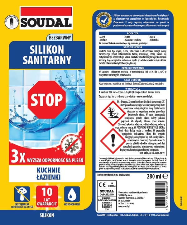 Soudal Sanitær Silikone Stopform Transparent 280ml