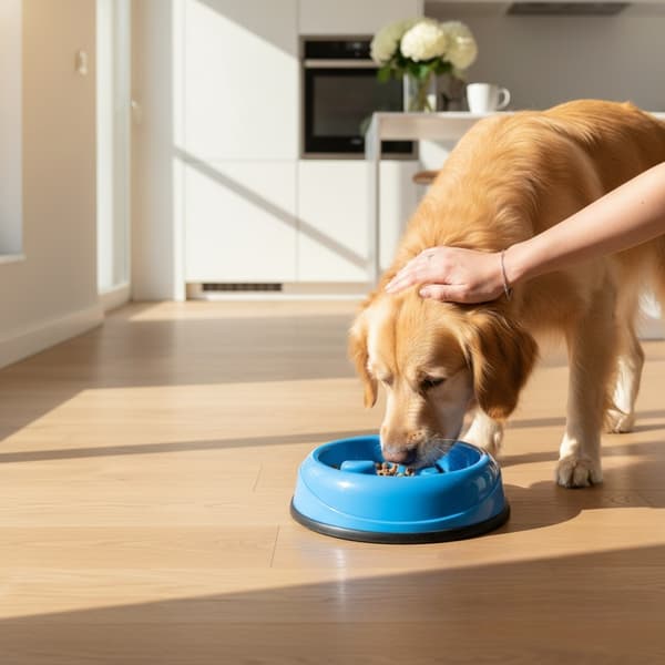 Plastskål för långsamt ätande hund, BLÅ