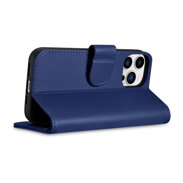 2-i-1 Läderfodral iPhone 14 Pro Max Anti-RFID Plånboksfodral Blå