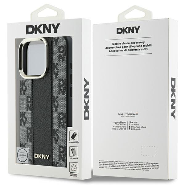 DKNY Magsafe-etui med ternet mønster til iPhone 16 Pro Max, sort