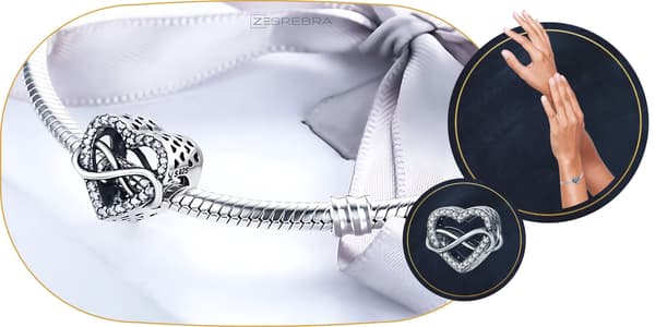 Infinity hjerte charms sølv 925 sølvperlevedhæng pr 925