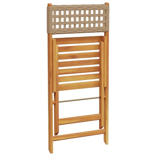 vidaXL foldbare havestole, sæt med 4, beige polyrattan og træ