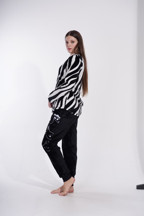 Dame plys vinterpyjamas S 36 varm zebra