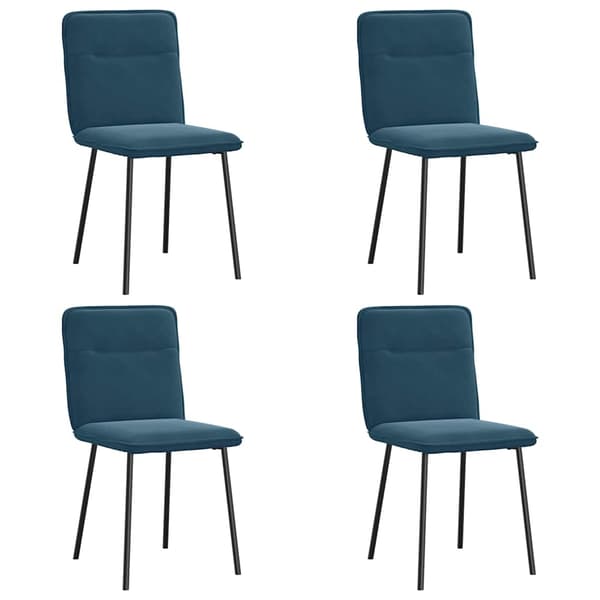 vidaXL Matstolar, set om 4, blå, klädda i sammet