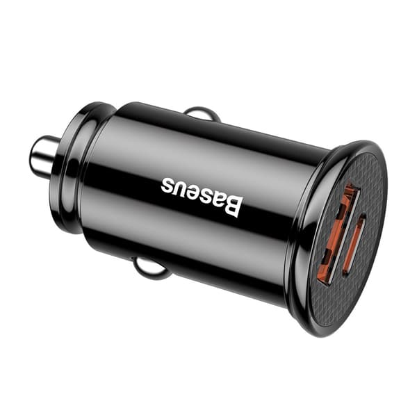 Smart biloplader med USB- og USB-C QC PD-porte, sort