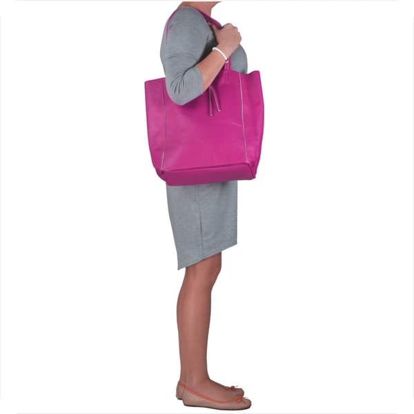 Let fuchsia læder shopper