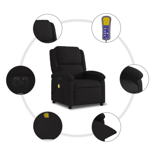 vidaXL elektrisk massagestol med lænefunktion sort stof