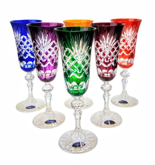 Färgglada kristall champagneglas 150ml Ananas