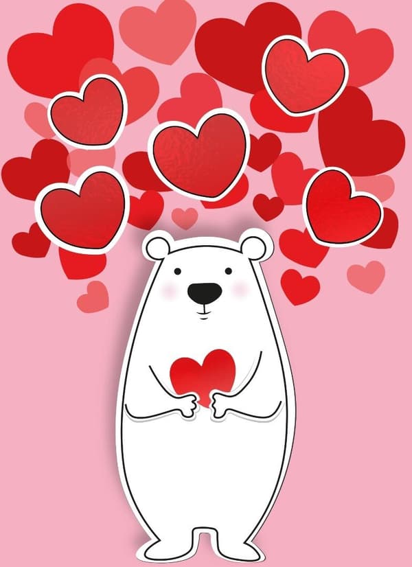 Kort B6 Valentinsdag - Hvid bamse
