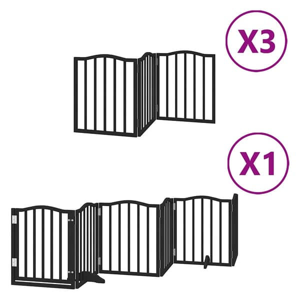 vidaXL foldbar hundegitter med dør 15 paneler sort 750 cm