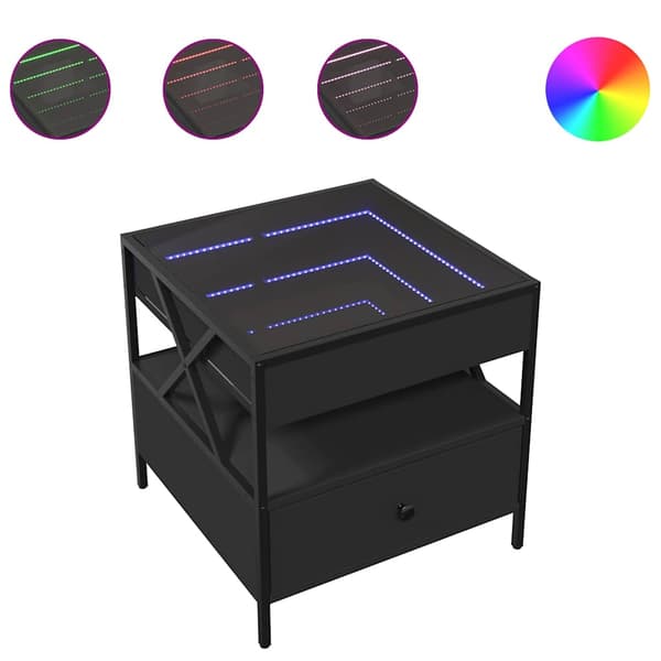vidaXL Infinity LED sofabord sort 50x50x51 cm