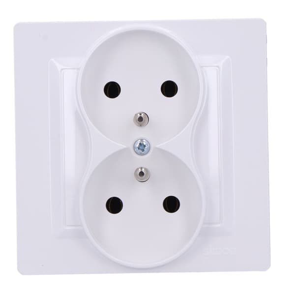 Dobbelt monoblokstikkontakt med jordforbindelse (modul) 16A, 250V~, terminaler