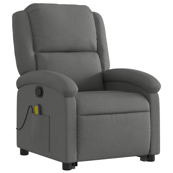 vidaXL Lyftbar massagefåtölj mörkgrå tyg