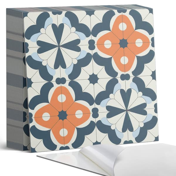 Selvklæbende vinylfliser, perfekte til moderne interiør, blomstermønstrede fliser 20x20x20 cm