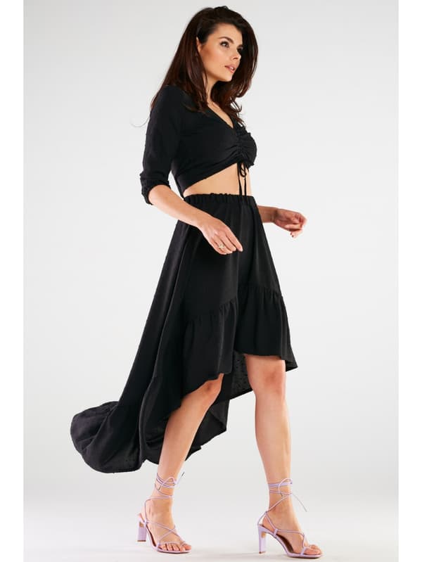 Bluse med 3/4 ærmer i sort XL