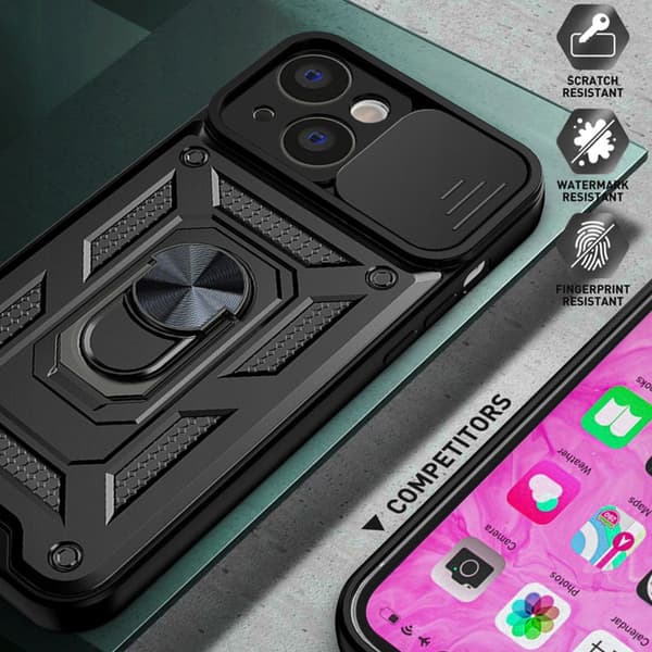 Skal till SAMSUNG A33 5G Defender Slide ARMOR RING STARK BAKSIDA + GLAS