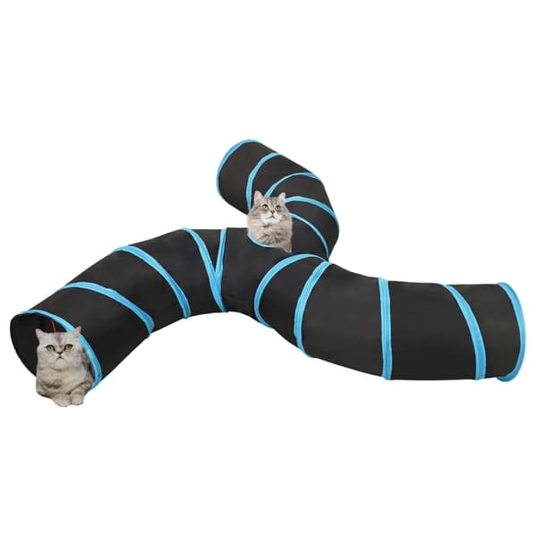 vidaXL tresidet kattetunnel sort og blå 25 cm polyester
