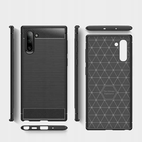Etui til Samsung GALAXY NOTE 10 SILIKONE MAT SORT BAGSIDER + GLAS
