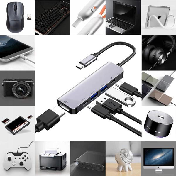 Adapter 5-i-1-hubb USB-C SC-USH83