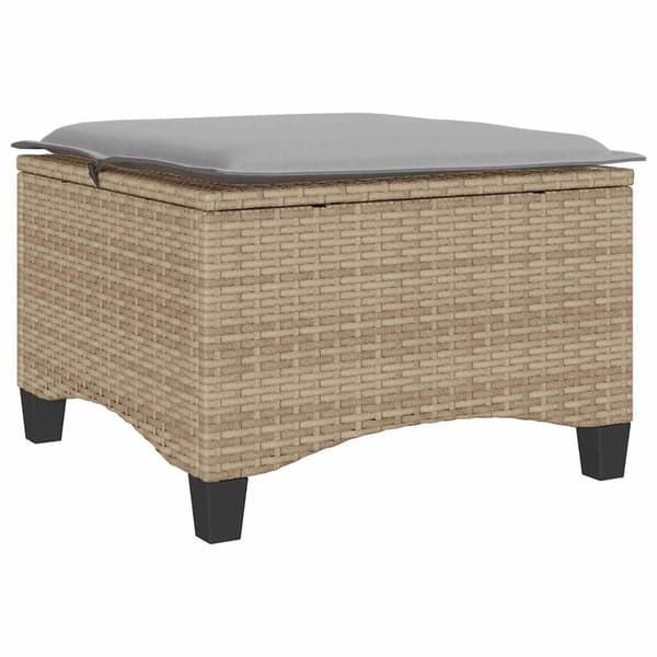 vidaXL Trädgårdspallar med kuddar 2 st beige polyrattan