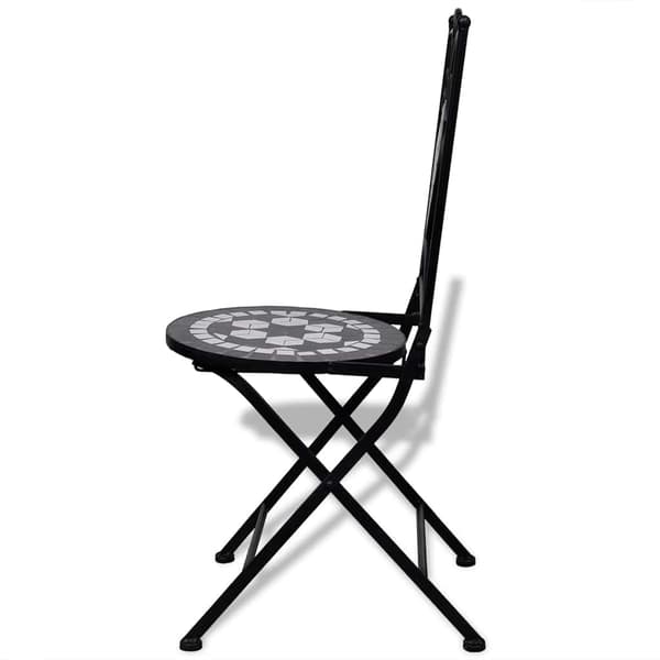 vidaXL foldbare bistrostole, sæt med 2, keramik, sort og hvid