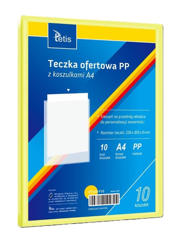 A4 PP-esittelykansio + 10 keltaista taskua
