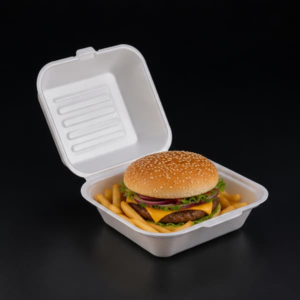 Sukkerrørsburgermenuæske 14 x 14 x 8,5 cm 50 stk.