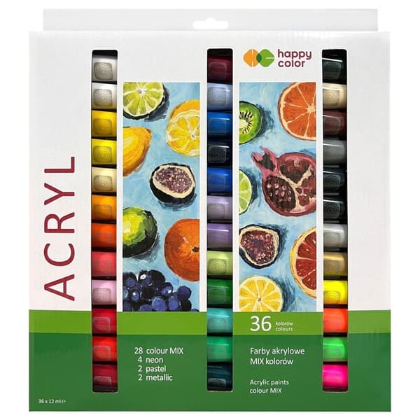Akrylfärg 12ml 36 färger HAPPY COLOR