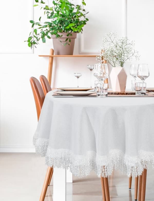 Elegant JASPER rund duk 120 cm vit