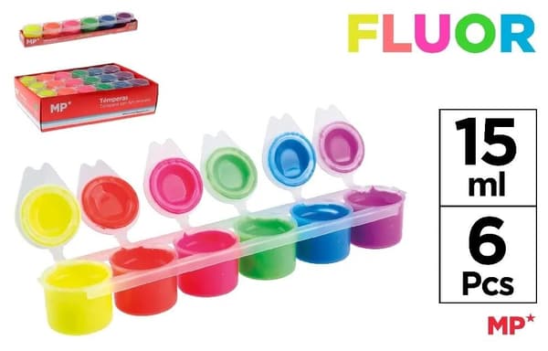 Fluorescerende tempera plakatmaling 6x15ml