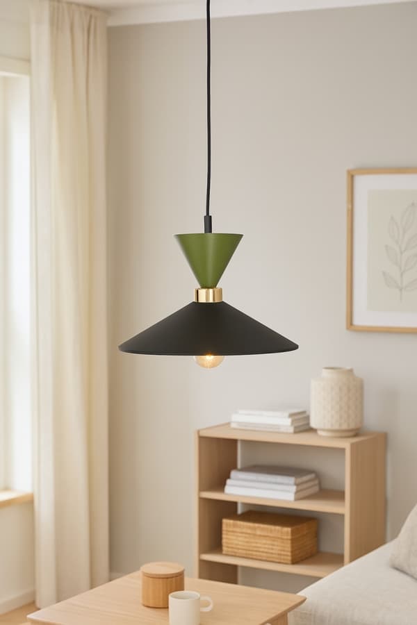 Hængelampe 1xE27 Amaris Khaki/Sort