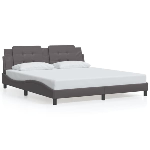 vidaXL sengestel med LED-lys grå 180x200 cm kunstlæder