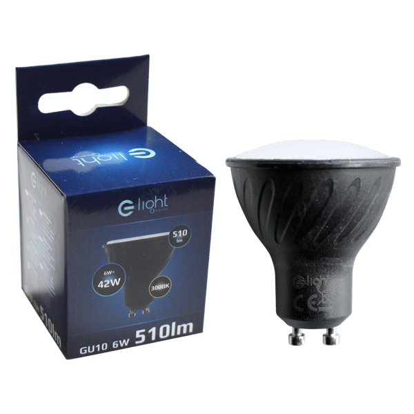 LED-pære sort 6W GU10 varm 3000K