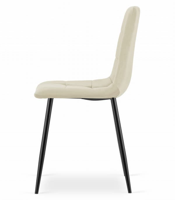 KARA stol - lys beige fløjl / sorte ben x 4