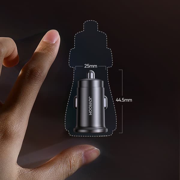 Mini 15W USB-A USB-C Billaddare - Svart