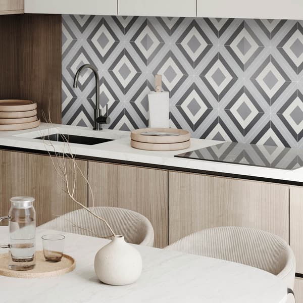 Selvklæbende trykt vinylpanel 120x60 cm geometrisk rombemønster