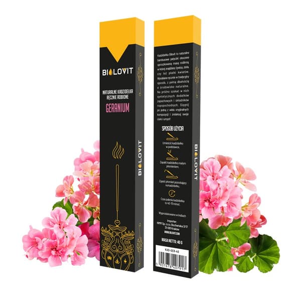 Naturlige røgelsespinde med geraniumduft - 40 g