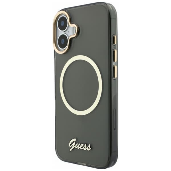 Guess IML Script Metal MagSafe-etui til iPhone 17, sort