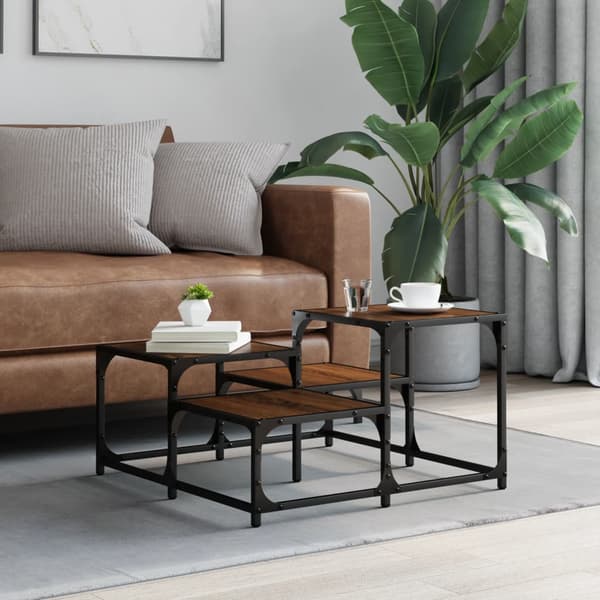 vidaXL sofabord brunt egetræ 68x68x40 cm