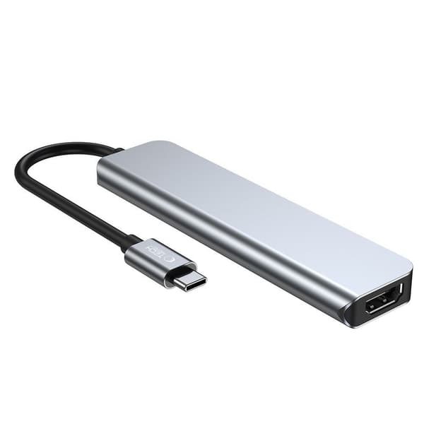 6in1 HUB USB-C - USB-A USB-C HDMI Micro SD / TF / SD -jakaja - harmaa