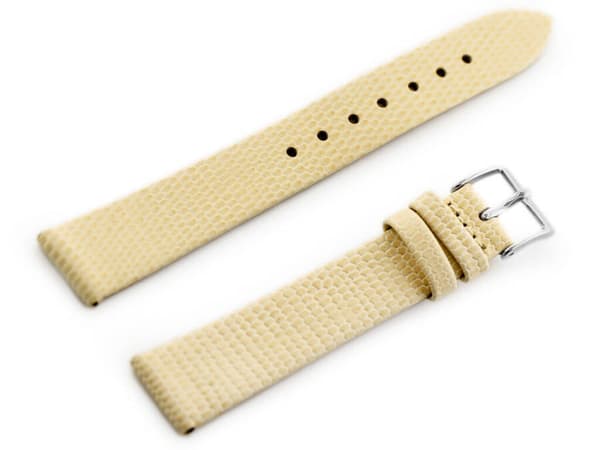 Läderrem för klocka W107 - beige/silver 18mm