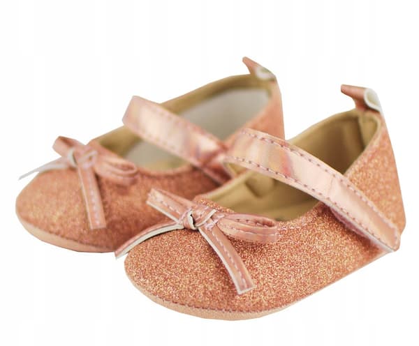Skor rosa glitter med rosett eleganta 0-6 år