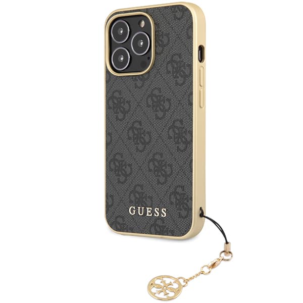 Guess 4G Charms Collection-etui til iPhone 14 Pro, grå