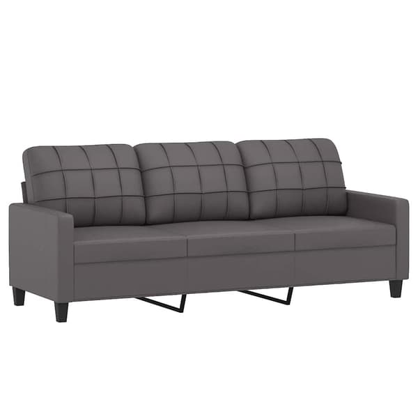 vidaXL 3-sitssoffa, grå, 180 cm, konstläder